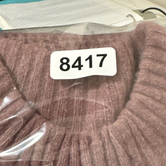 Hollister Mockneck Sweater Women's S Rose Pink Cropped Waffle Weave Thermal - Picture 10 of 11